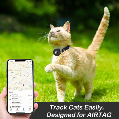Apple Tag Pet Collar with Air-Tag Holder & Moon Ornament