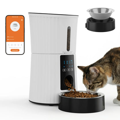 4L Automatic Feeder WiFi Timed  Food Dispenser ,  Dual Power Supply Indoor Programmable