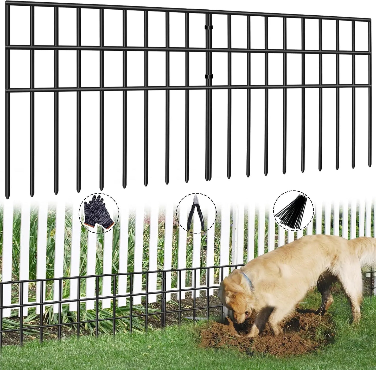 No Dig Garden Fence, 30 Panels Animal Barrier  ,  Anti Digging,     Outdoor Yard Edging
