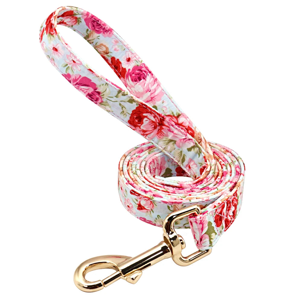 Printed Dog Collar Leash Set Customized  Engraved Nameplate