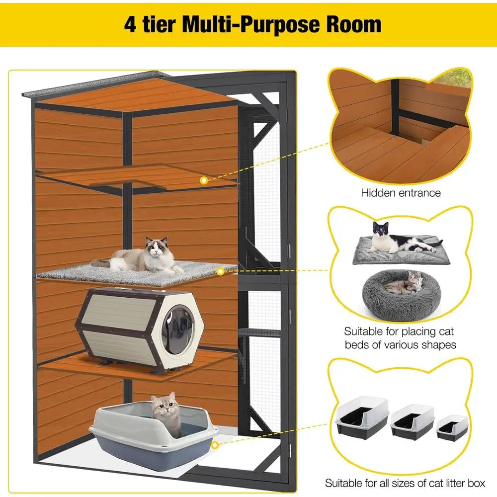 4-Tier Cat Enclosure ,Indoor or Outdoor Use