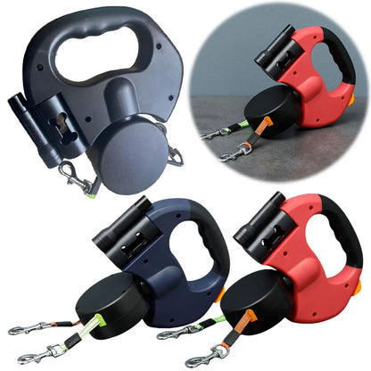 Double Headed  , LED Light Dog Walking Leash Retractable Dog Leash