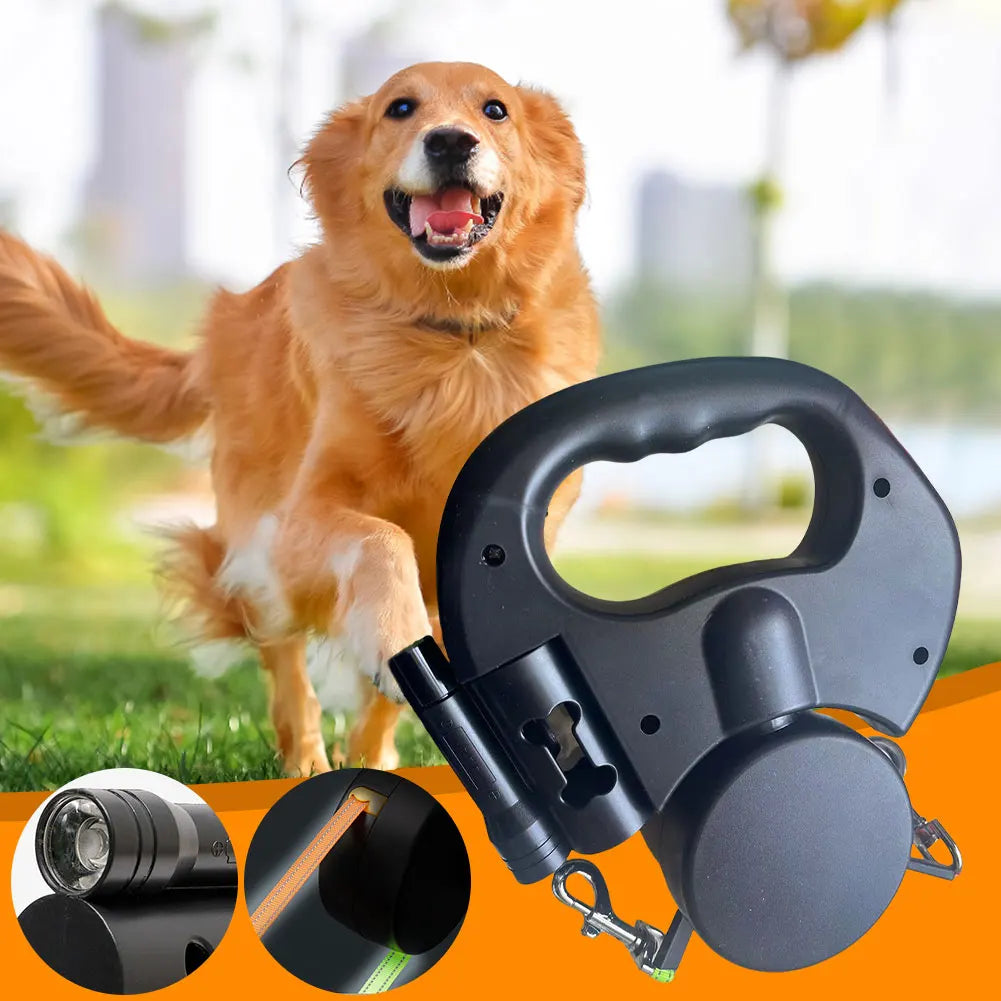 Double Headed  , LED Light Dog Walking Leash Retractable Dog Leash