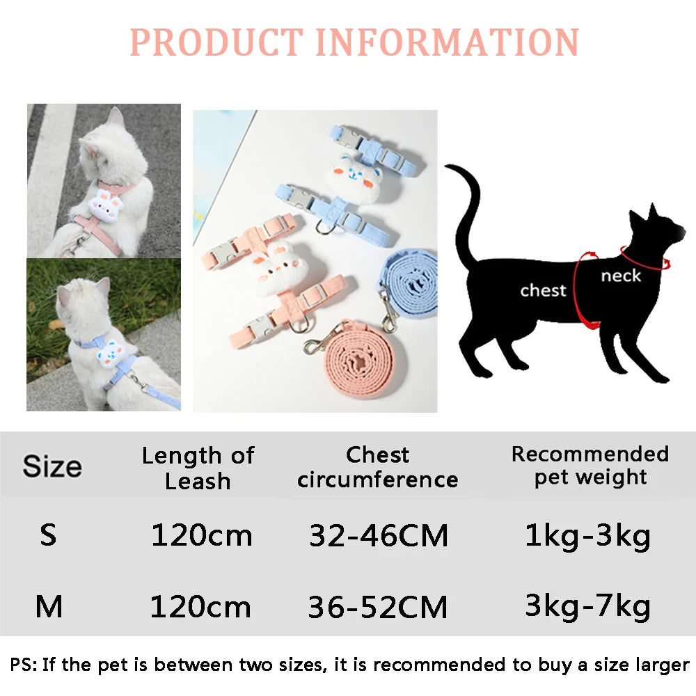 Adjustable Harness for Small Dog & Cat  Breathable , Harness and Leash Sets