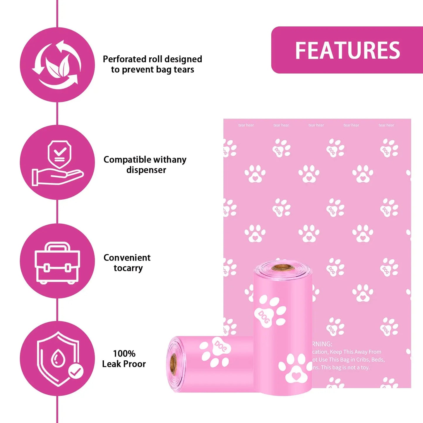 Lavender Scented Dog Poop Bags  Cute Paw Print  Dog Pick Up Bags,