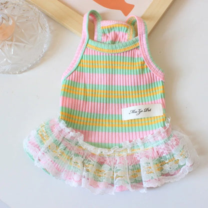 Puppy Summer Clothes Pet Outfit ,     Dog Dress  -  Cat Vest   -    Chihuahua Bichon Yorkie Suspenders Skirt
