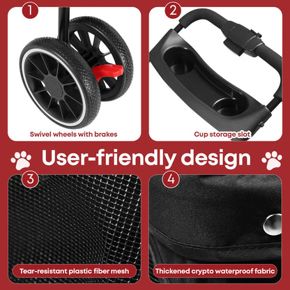 Pet Stroller ,3 Wheels Foldable with  Mesh Canopy 
Outdoor Travel