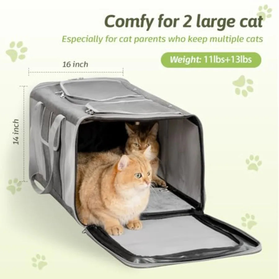 Extra Large Cat Carrier for 2 Cats, 24x14x16in