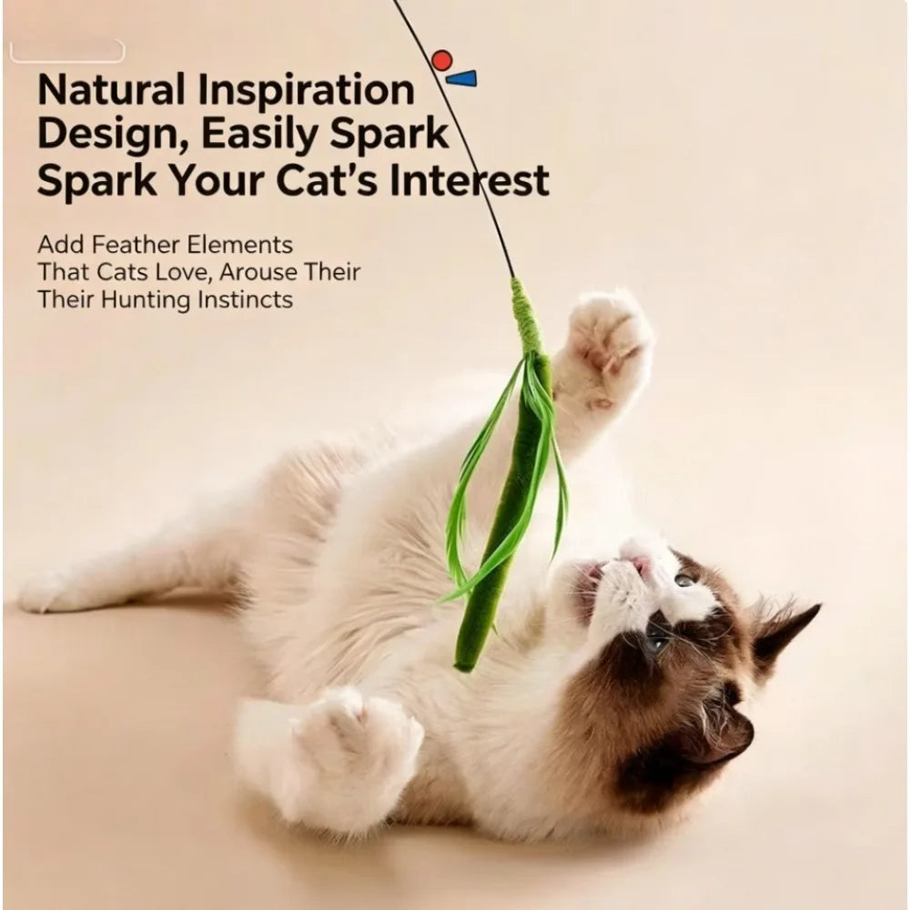 Green Bristle Grass Toy Wand.Chew Interactive Toy.  for Kitty.