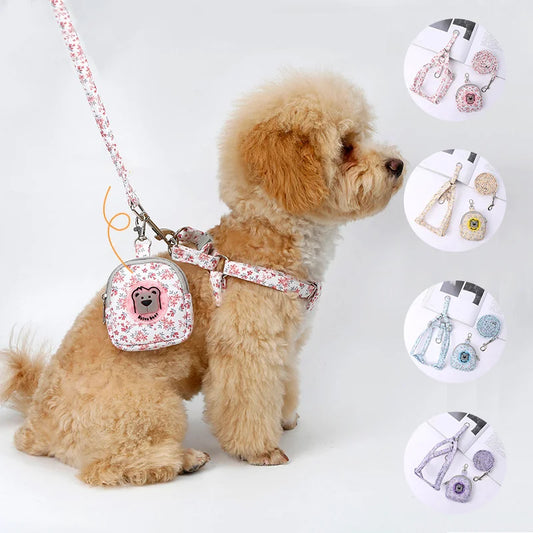 Leash Set , Dog Backpack Chest Harness Adjustable for Small Medium Dogs Cats