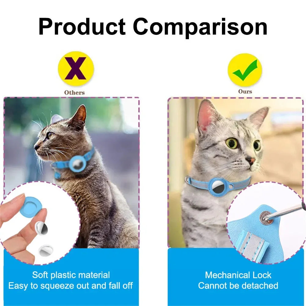 Reflective Cat Collar with Apple Air-Tag Holder