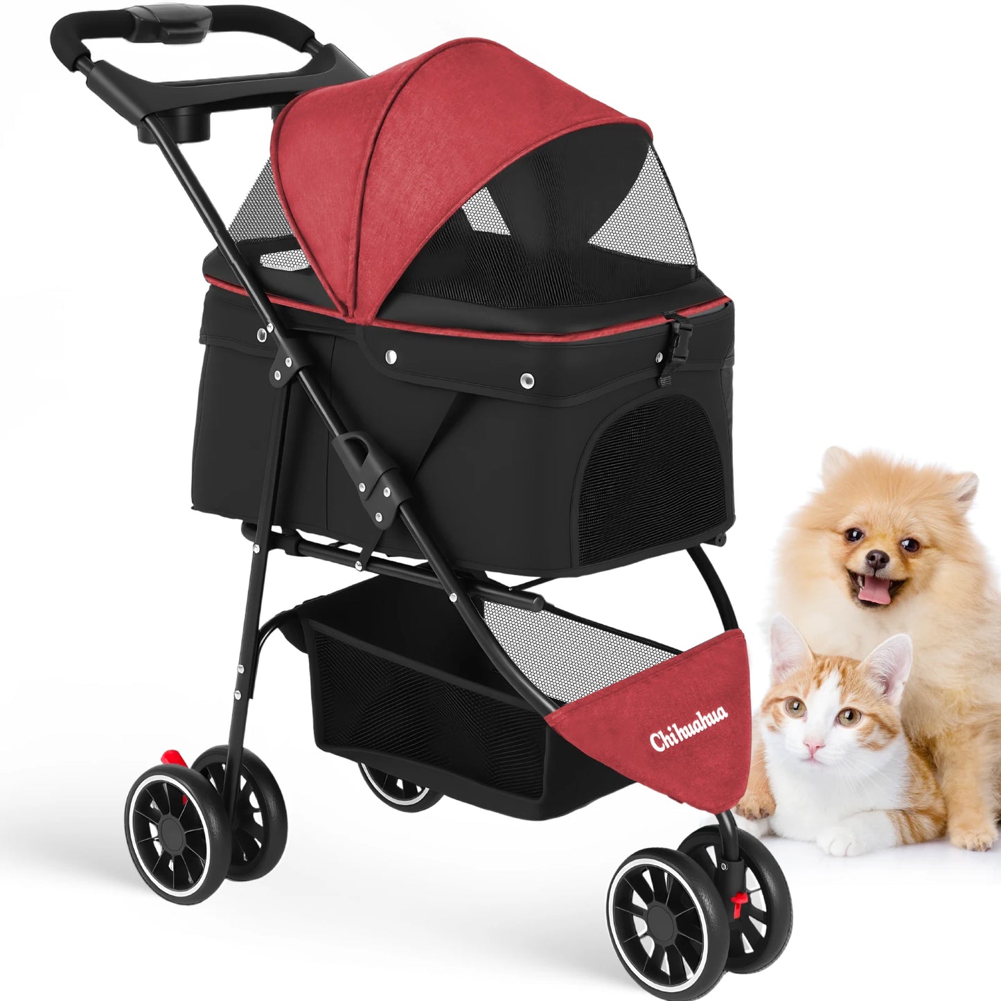 Pet Stroller ,3 Wheels Foldable with  Mesh Canopy 
Outdoor Travel