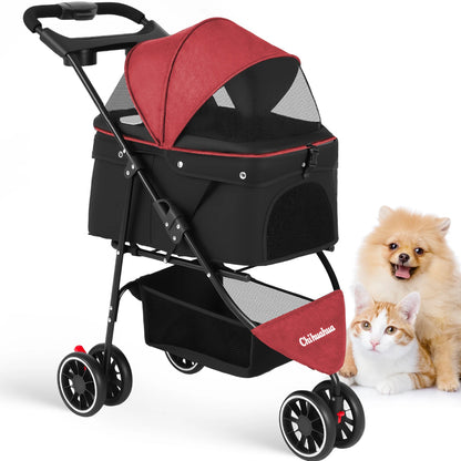Pet Stroller ,3 Wheels Foldable with  Mesh Canopy 
Outdoor Travel