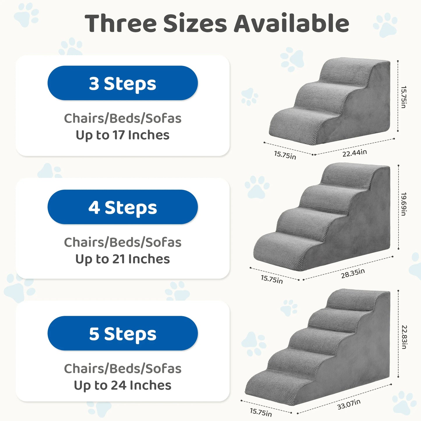 3-5 Step High-Density Foam Dog Stairs ,  Curved Steps Indoor Non-Slip