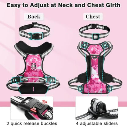 Pet Harnesses with Dog Collar, Adjustable Reflective