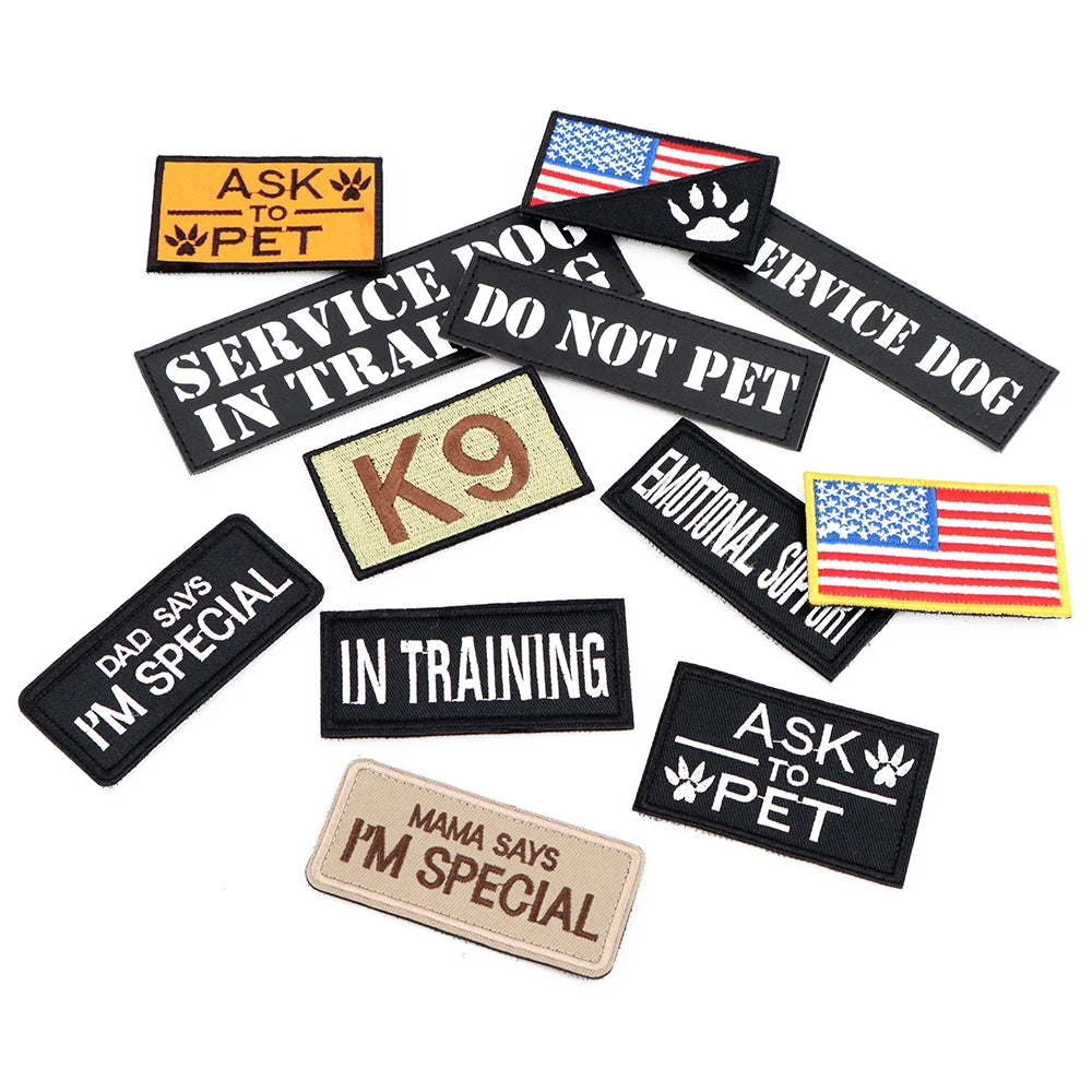 12 Pieces Tactical Patch Bundle For Dog  Name ID Sticker
