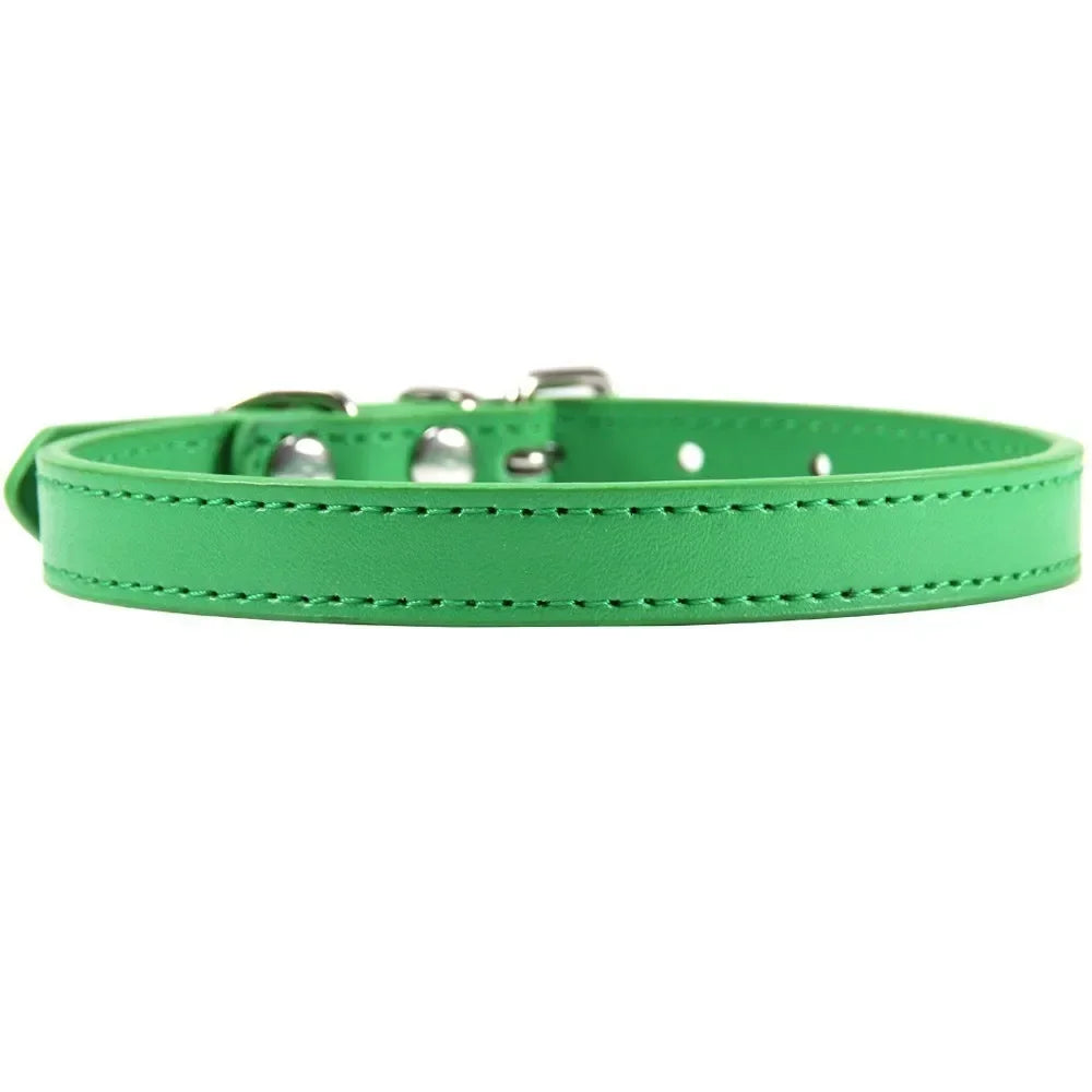 Colorful Leather Cat Dog Collar Cute Adjustable