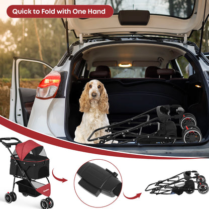 Pet Stroller ,3 Wheels Foldable with  Mesh Canopy 
Outdoor Travel
