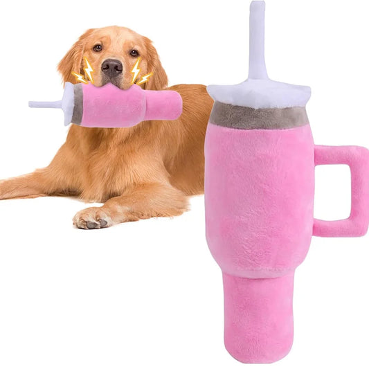 Safe Squeaky Dog Cup Toy Pink - Durable Chew Toy