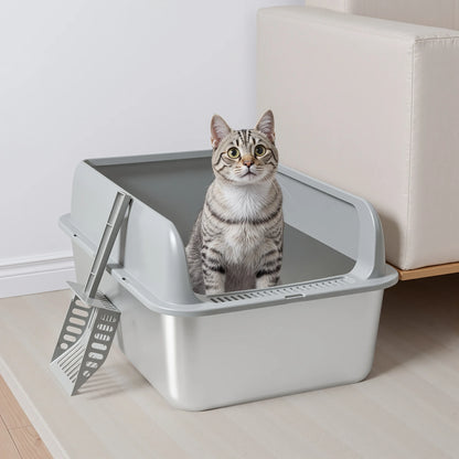 Stainless Steel , Medium And Large Litter Box For Cats With Scoop