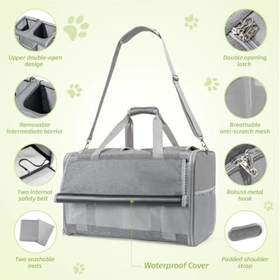 Extra Large Cat Carrier for 2 Cats, 24x14x16in