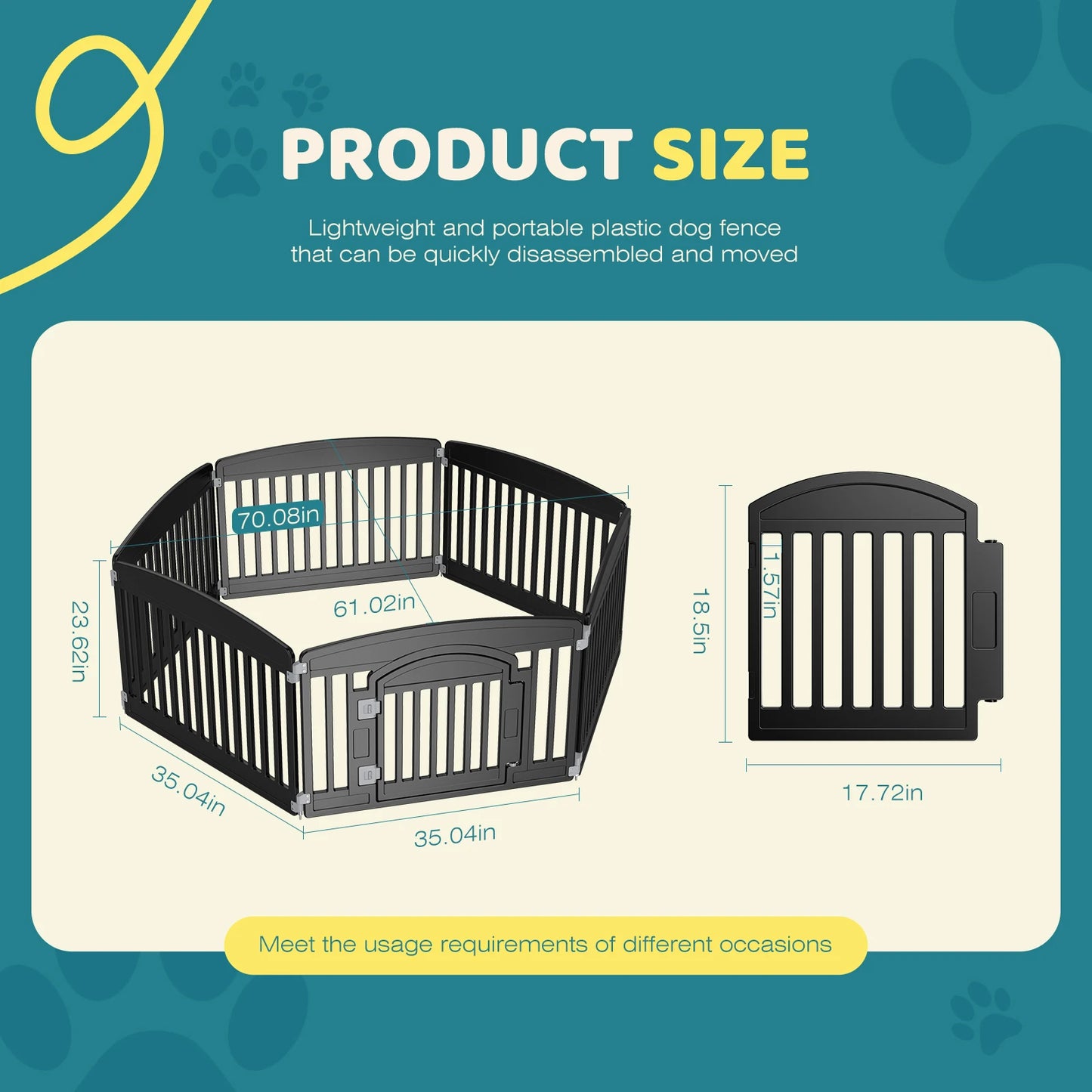 Dog Playpen 6 Panel 24IN Expandable