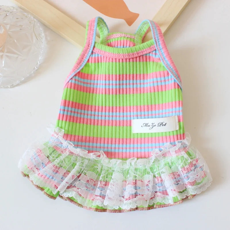 Puppy Summer Clothes Pet Outfit ,     Dog Dress  -  Cat Vest   -    Chihuahua Bichon Yorkie Suspenders Skirt