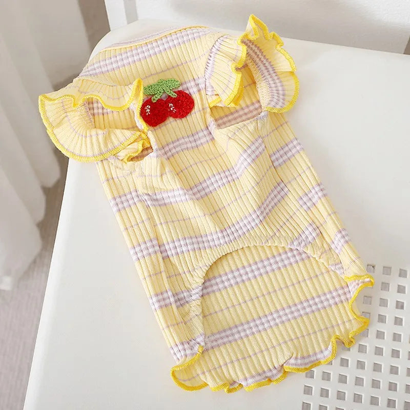 Puppy Summer Clothes Pet Outfit ,     Dog Dress  -  Cat Vest   -    Chihuahua Bichon Yorkie Suspenders Skirt