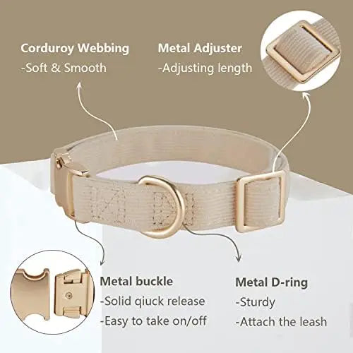 Adjustable Soft Corduroy Collar & Leash Set for Small Dogs