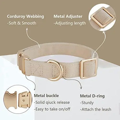 Adjustable Soft Corduroy Collar & Leash Set for Small Dogs