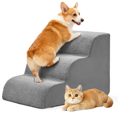 3-5 Step High-Density Foam Dog Stairs ,  Curved Steps Indoor Non-Slip