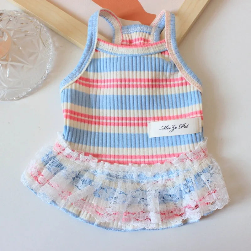 Puppy Summer Clothes Pet Outfit ,     Dog Dress  -  Cat Vest   -    Chihuahua Bichon Yorkie Suspenders Skirt