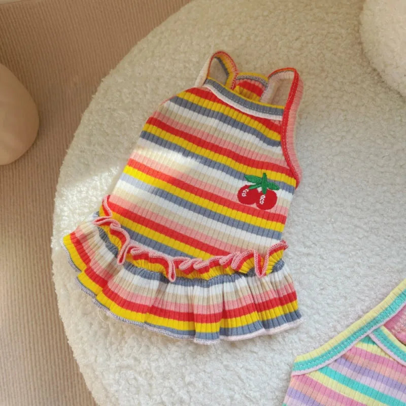 Puppy Summer Clothes Pet Outfit ,     Dog Dress  -  Cat Vest   -    Chihuahua Bichon Yorkie Suspenders Skirt