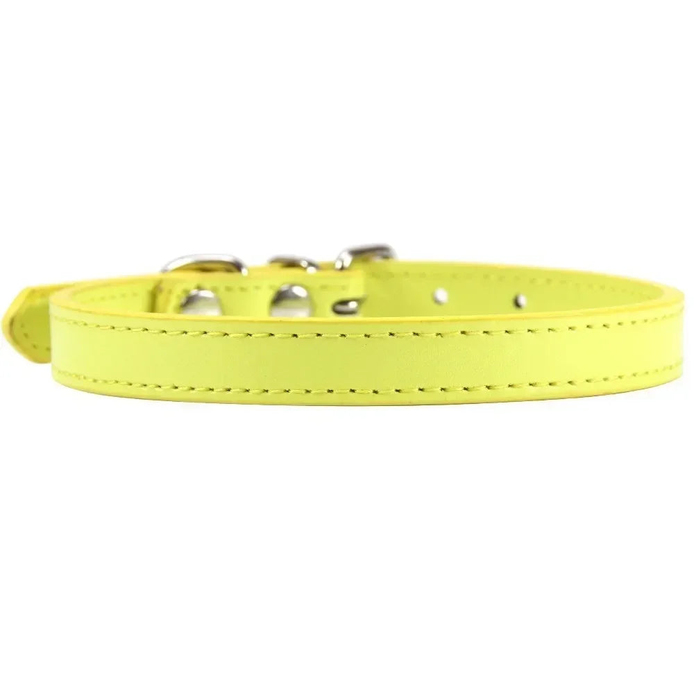 Colorful Leather Cat Dog Collar Cute Adjustable