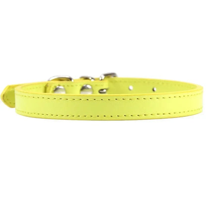 Colorful Leather Cat Dog Collar Cute Adjustable
