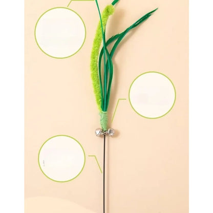 Green Bristle Grass Toy Wand.Chew Interactive Toy.  for Kitty.