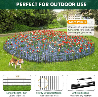 No Dig Garden Fence, 30 Panels Animal Barrier  ,  Anti Digging,     Outdoor Yard Edging