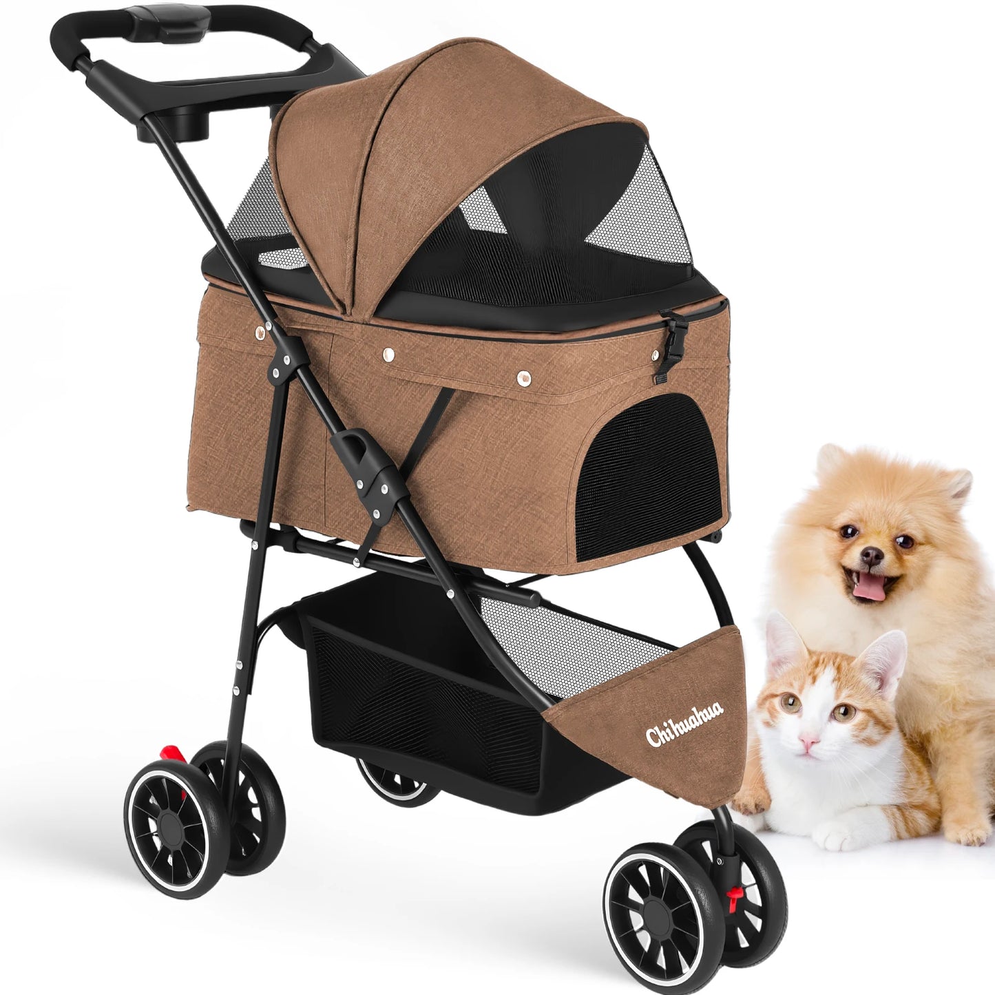 Pet Stroller ,3 Wheels Foldable with  Mesh Canopy 
Outdoor Travel