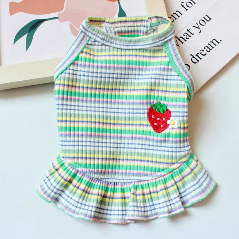 Puppy Summer Clothes Pet Outfit ,     Dog Dress  -  Cat Vest   -    Chihuahua Bichon Yorkie Suspenders Skirt