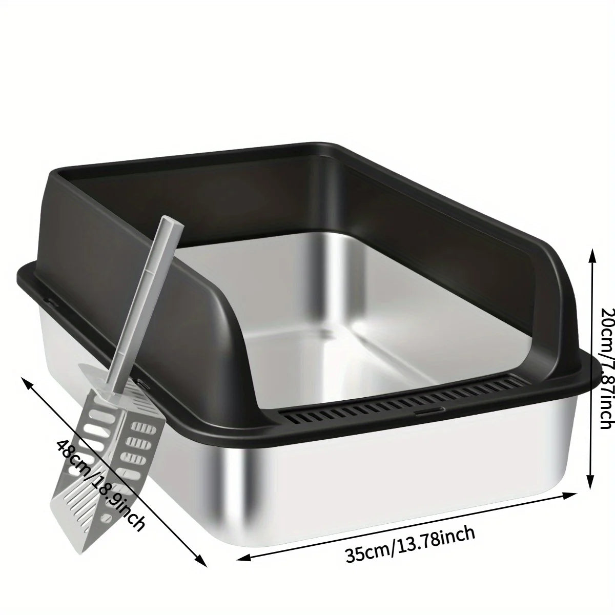 Stainless Steel , Medium And Large Litter Box For Cats With Scoop