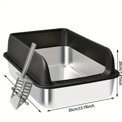 Stainless Steel , Medium And Large Litter Box For Cats With Scoop