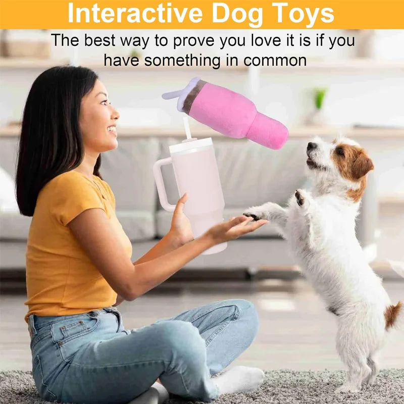 Safe Squeaky Dog Cup Toy Pink - Durable Chew Toy