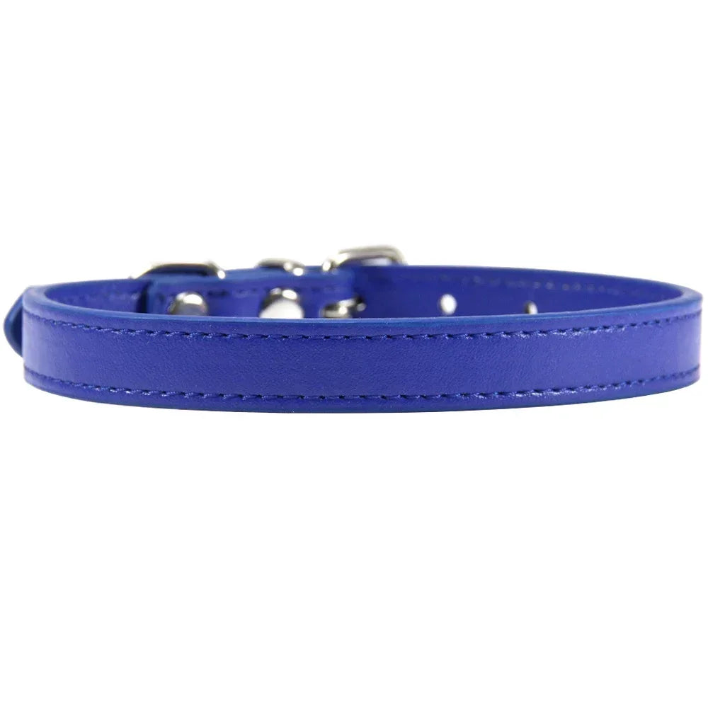 Colorful Leather Cat Dog Collar Cute Adjustable