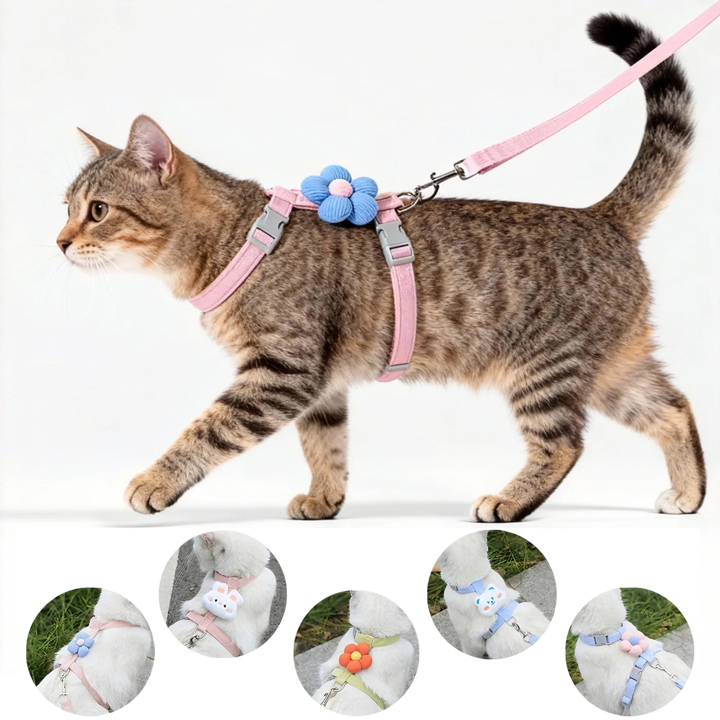 Adjustable Harness for Small Dog & Cat  Breathable , Harness and Leash Sets