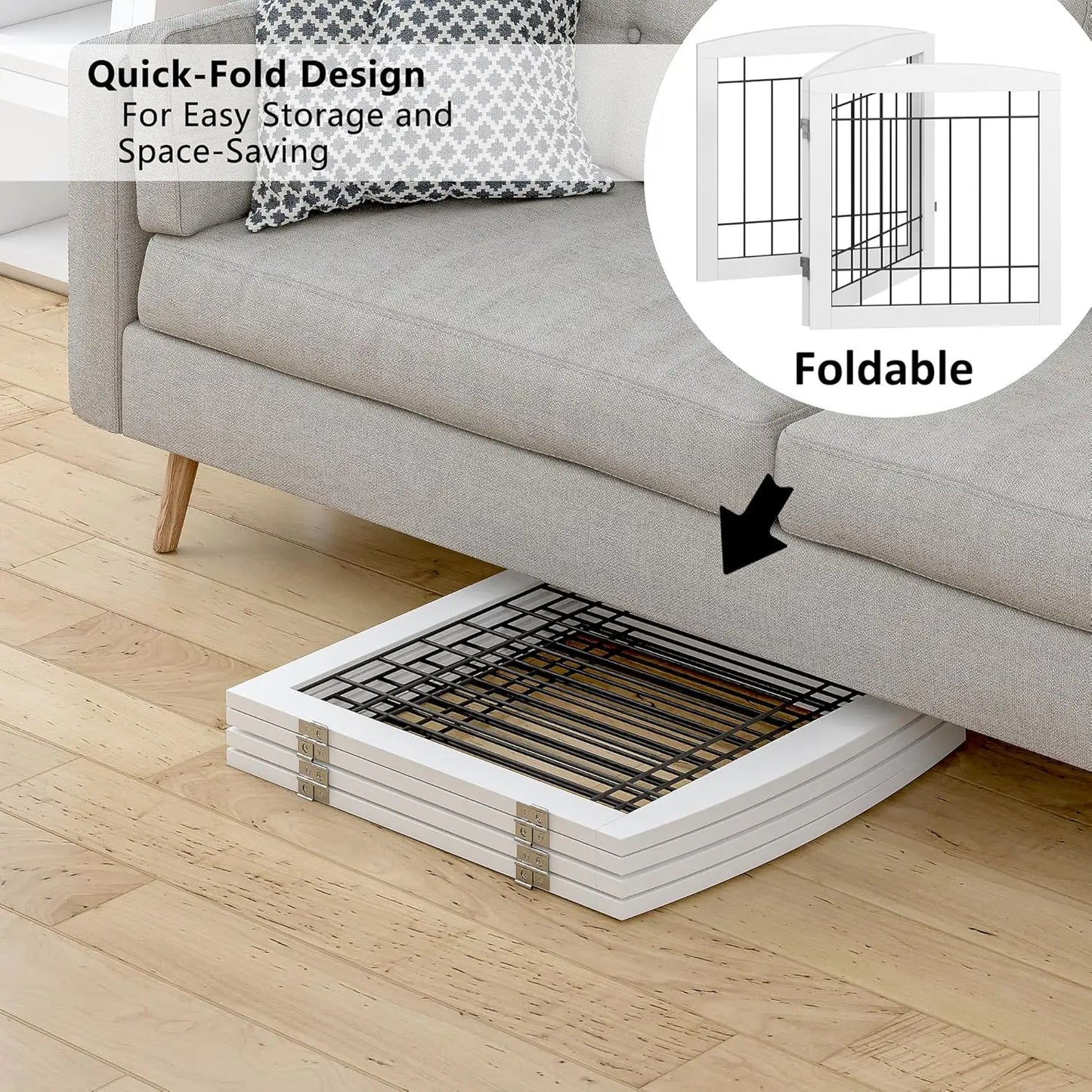 Foldable Wooden Dog Gate for Stairs, Doorways