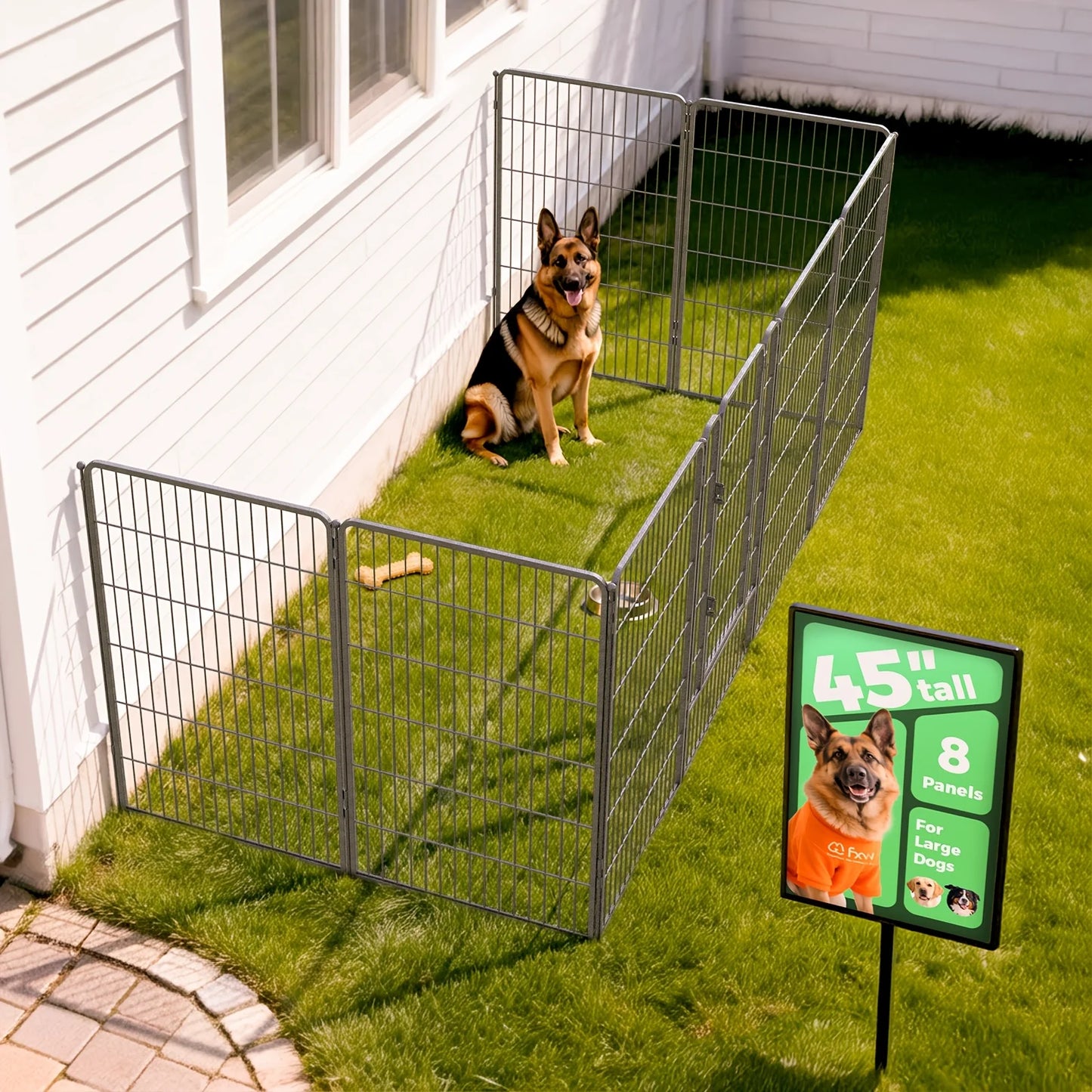 Panels / Dog Playpen , Heavy Duty Metal Pet Fence with Gate -    Portable Exercise Pen