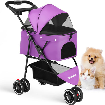 Pet Stroller ,3 Wheels Foldable with  Mesh Canopy 
Outdoor Travel