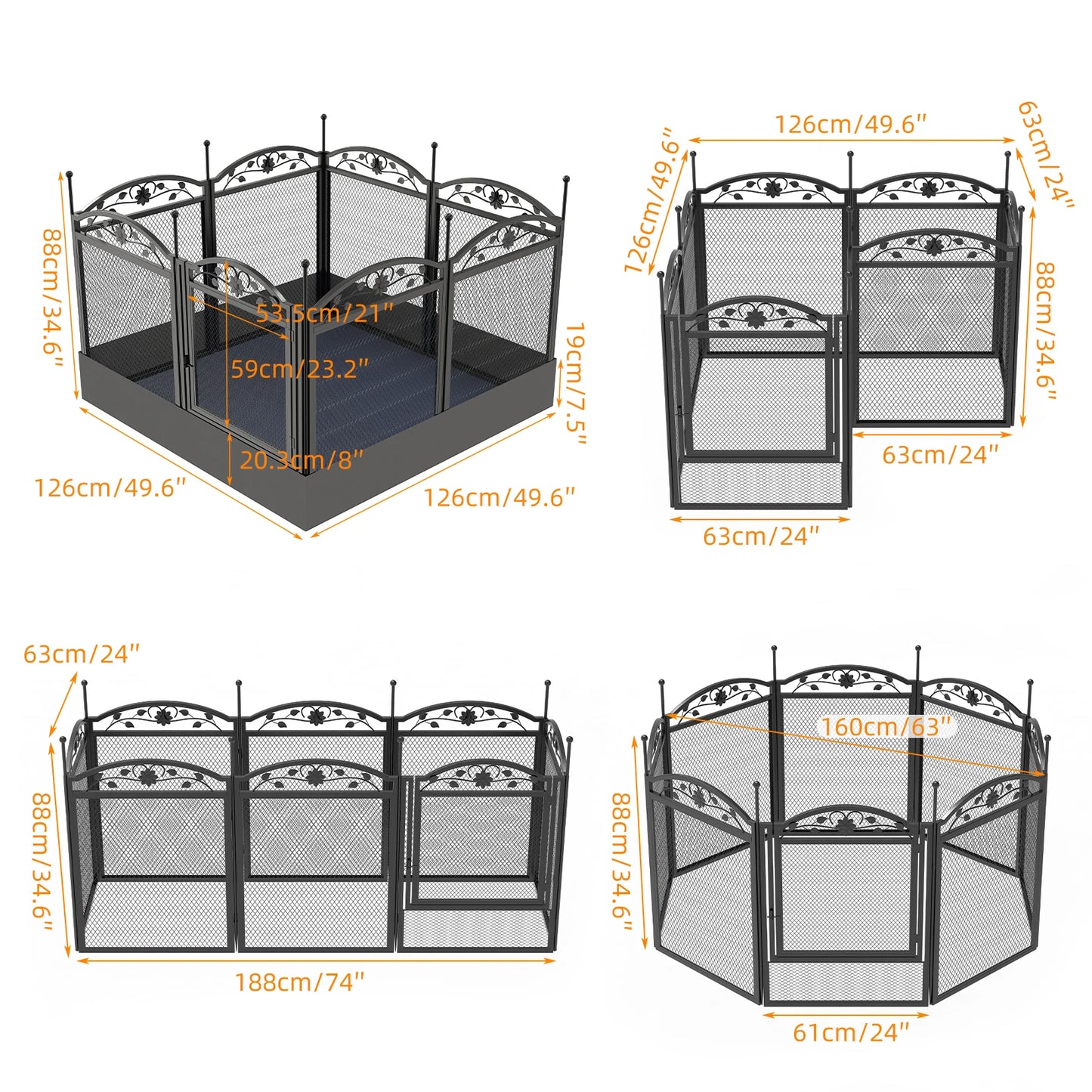 8 Panels DIY Heavy Duty Dog Playpen Pen Outdoor Indoor Dog Puppy
