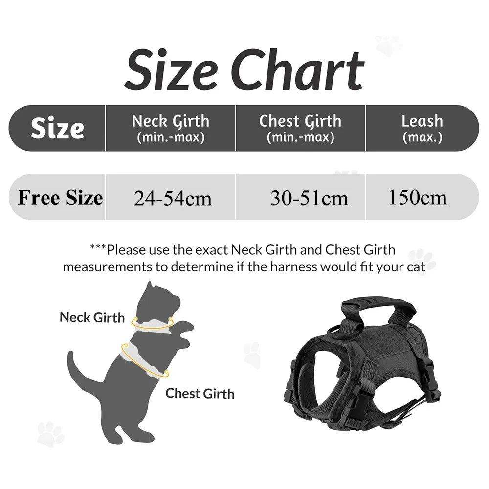 Safe Tactical Harness Vests Traction Leash    with   Two Stickers for Cats Puppies and Small Dogs