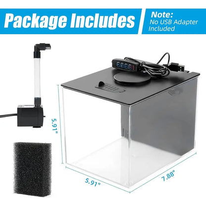 1 Gallon  Aquarium Kit with LED Light and Water Filter Pump